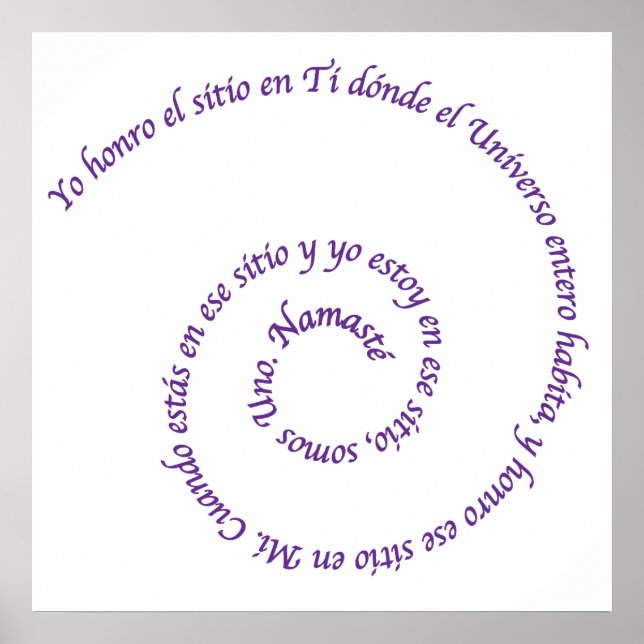 Poster Signification de Namaste' en Español (Devant)