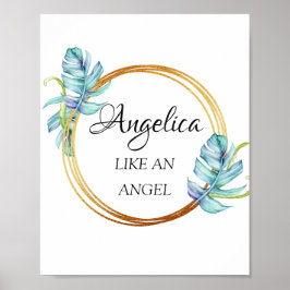 Poster Signification du nom Angelica Cadre floral doré
