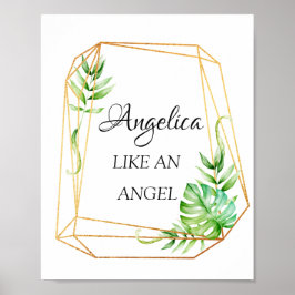 Poster Signification du nom Angelica Cadre géométrique fl