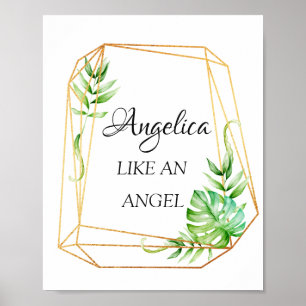 Poster Signification du nom Angelica Cadre géométrique fl
