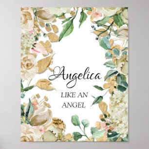 Poster Signification du nom Angelica Fleurs Mariage Anniv