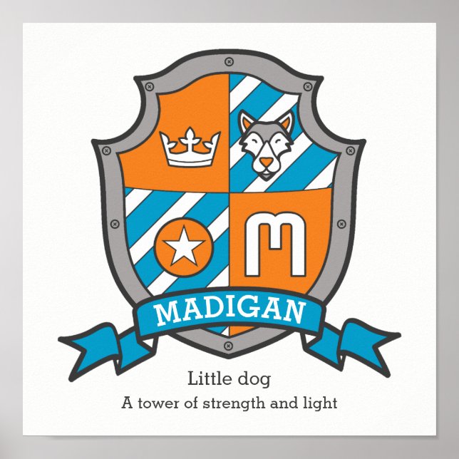 Poster Signification du nom de famille Madigan garçons le (Devant)