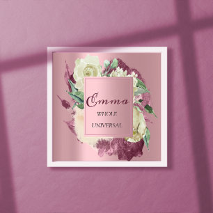 Poster Signification du nom Emma Roses royales rose menth