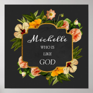 Poster Signification du nom Michelle Fleur Royale Anniver