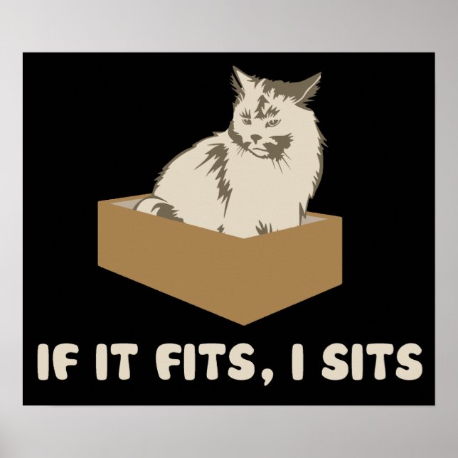 Poster S'Il Convient, Je Suis Assis Chat (Devant)