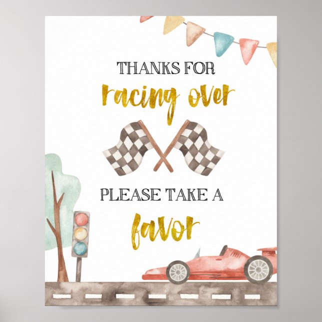 Poster S'il vous plaît prendre une faveur Racing Sign (Devant)