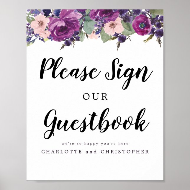 Poster S'il vous plaît signer notre Mariage Guestbook 8x1 (Devant)