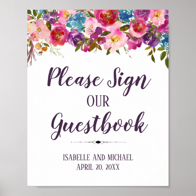 Poster S'il vous plaît signer notre Mariage Guestbook 8x1 (Devant)