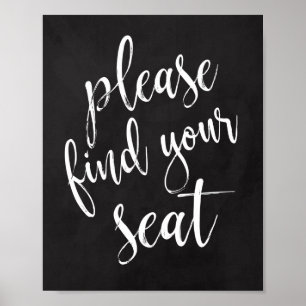 Poster S'Il Vous Plaît Trouver Votre Siège 8x10 Mariage C