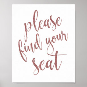 Poster S'Il Vous Plaît Trouvez Votre Siège Rose Gold Part