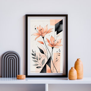 Poster Silence Floral Géométrique