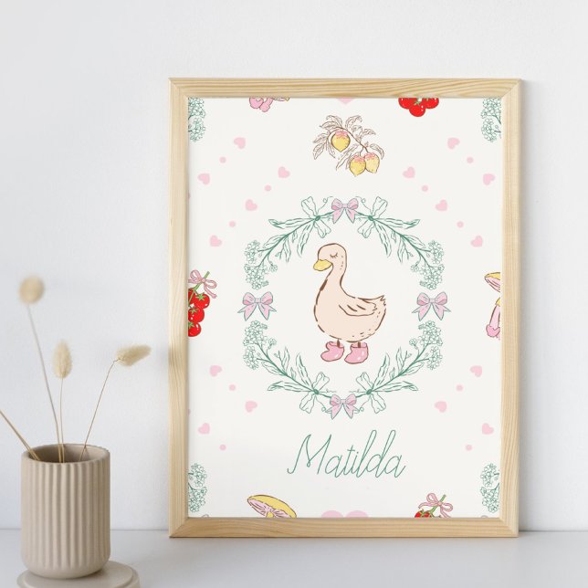 Poster Silencieux Oie Thème Cute Oie Rose Personnalisé (Créateur téléchargé)