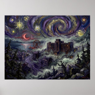 Poster Silent Hill Nuit étoilée Paysage Sombre