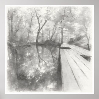 Poster Silent Passage — Ink Painting Wabi-Sabi Reflection