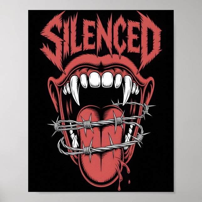 Poster Silent Scream Mouth Illustration (Devant)