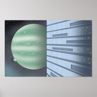 Poster Silent spaceport overlooking an unknown planet.
