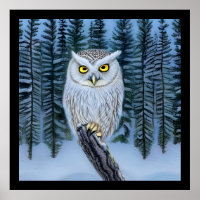 Silent Watch - Northern Winter Woods Grey Owl
