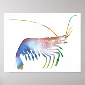 Poster Silhouette Abstraite de crevettes
