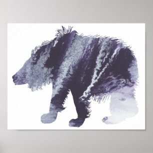 Poster silhouette Abstraite de l'ours paresseux