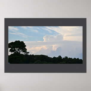 Poster Silhouette Arbre avec nuages