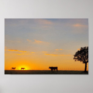 Poster Silhouette au coucher du soleil