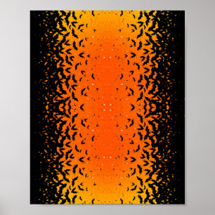 Poster Silhouette Bats Vampire Dracula Halloween Motif