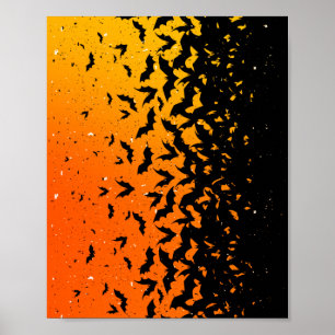 Poster Silhouette Bats Vampire Dracula Halloween Motif