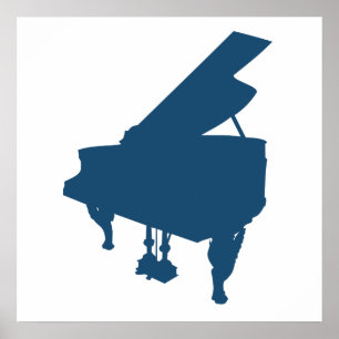 Poster Silhouette bleue de piano