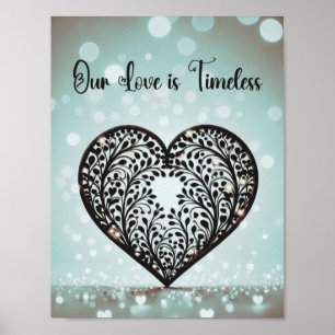 Poster Silhouette Coeur Élégante