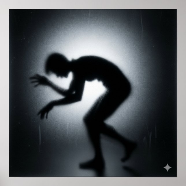 Poster Silhouette contorsionnée au refroidissement (Devant)