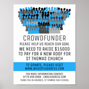 Poster Silhouette Crowd Design, Crowdfunder, Crowfinancem