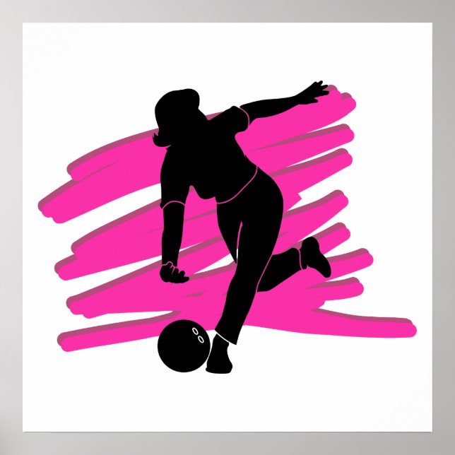 Poster silhouette de bowler femme (Devant)