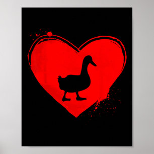 Poster Silhouette de canard en forme de cœur pour la Sain
