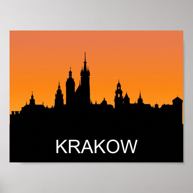 Poster Silhouette de Cracovie, coucher du soleil d'été, i (Devant)