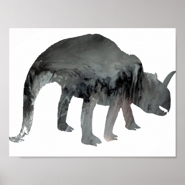 Poster Silhouette de dinosaure abstrait (Devant)