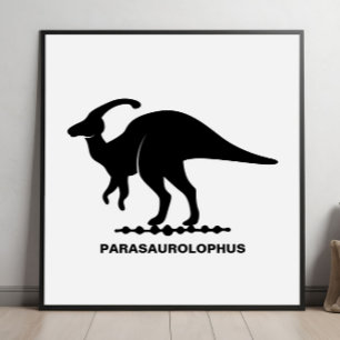 Poster Silhouette de dinosaure Parasaurolophus