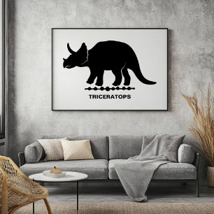 Poster Silhouette de dinosaure Triceratops