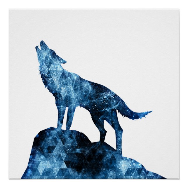 Poster Silhouette de fumée brillante bleue hurlante (Devant)
