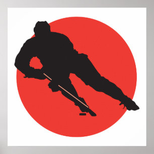 Poster silhouette de hockey sur glace