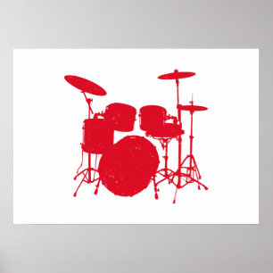 Poster Silhouette de kit de tambour