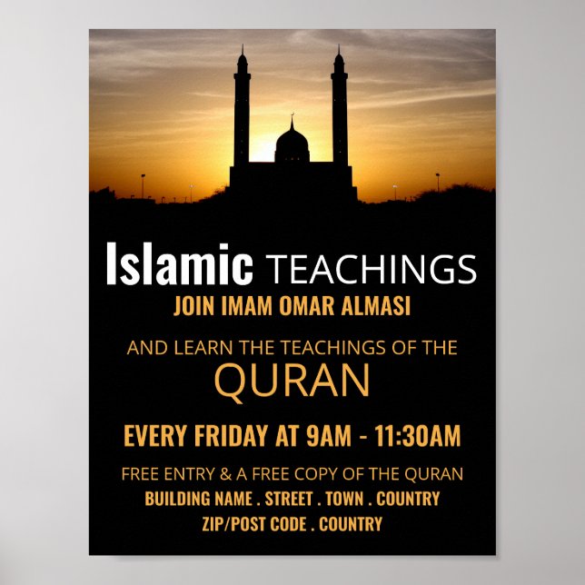 Poster Silhouette de la mosquée, l'enseignement islamique (Devant)
