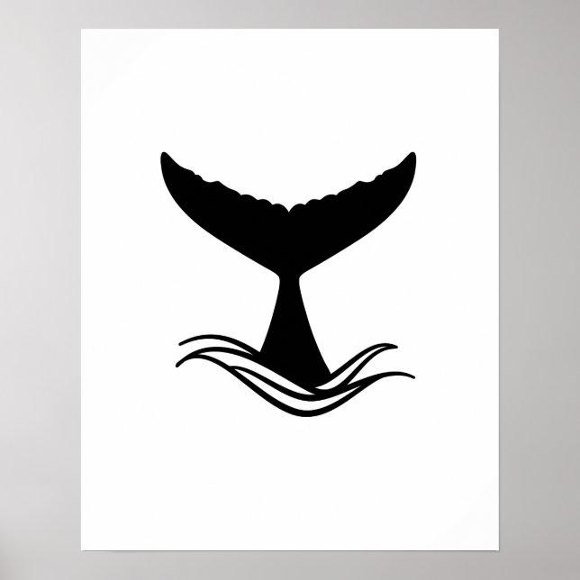 Poster Silhouette de la queue de baleine d'Ocean Wave (Devant)