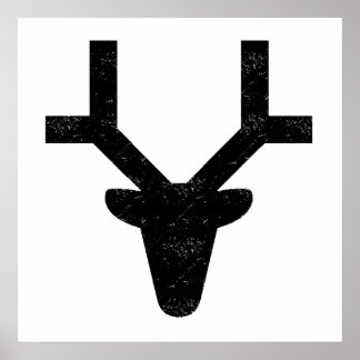 Poster Silhouette de la tête de cerf en détresse