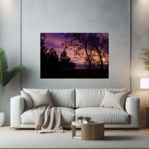 Poster Silhouette de l'arbre Ciel Violet Twilight