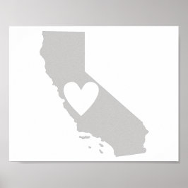 Poster Silhouette de l'état du coeur de la Californie