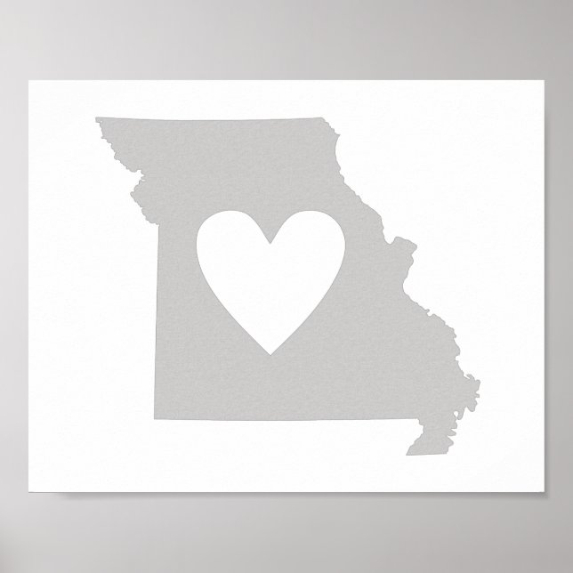 Poster Silhouette de l'état du Missouri du coeur (Devant)