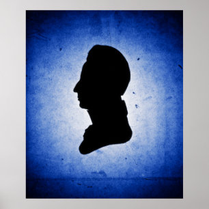 Poster "Silhouette de l'homme sur le bleu" affiche/imprim