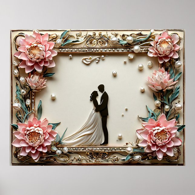 Poster Silhouette de mariage élégante (Devant)
