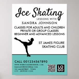 Poster Silhouette de patinage sur glace, leçon de patinag