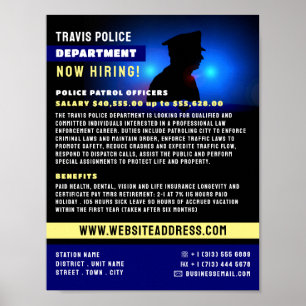 Poster Silhouette de police, Recrutement d'agents de poli